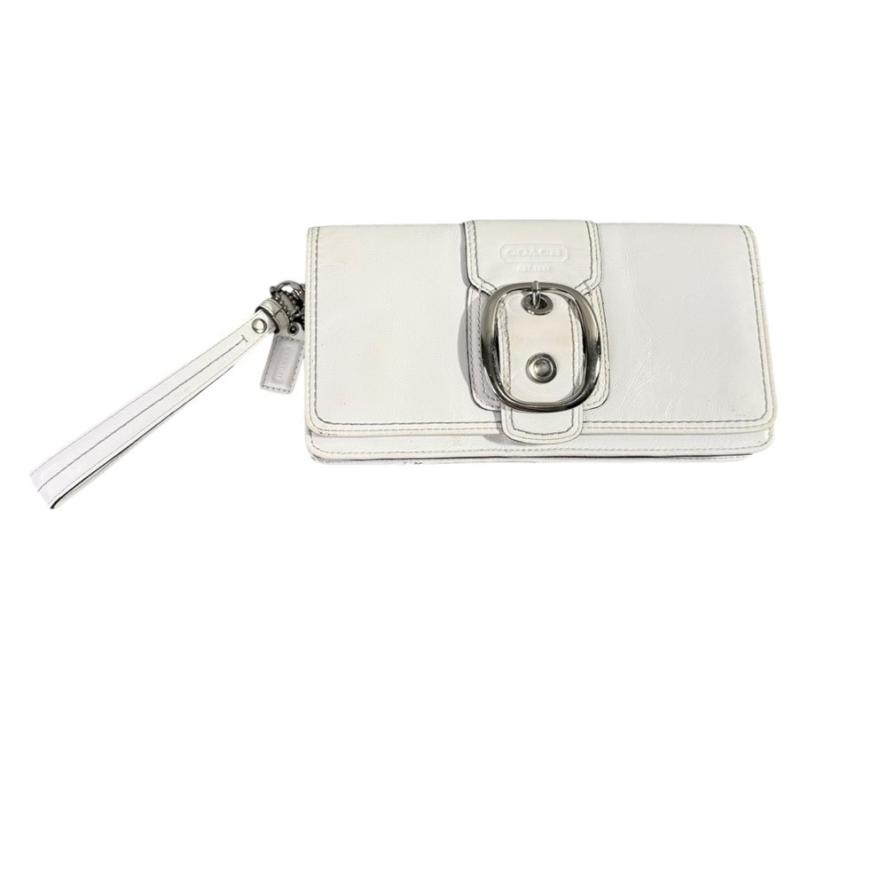 Coach White Patent Leather Clutch Wristlet Wallet